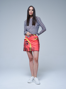 RECYCLED PRINTED MINI SKIRT - COLOR
