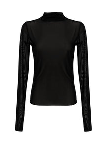 BLACK TURTLENECK SHEER TOP