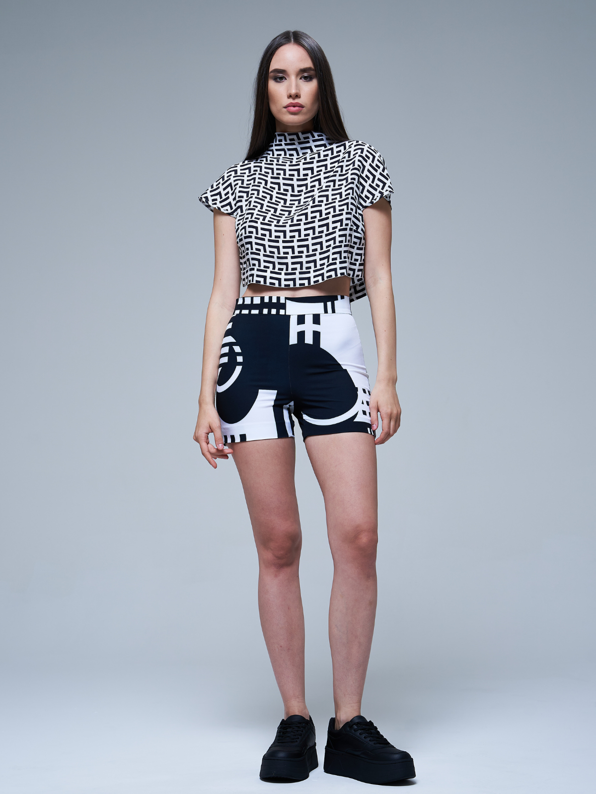 RECYCLED PRINTED SHORT- MONOCHROME