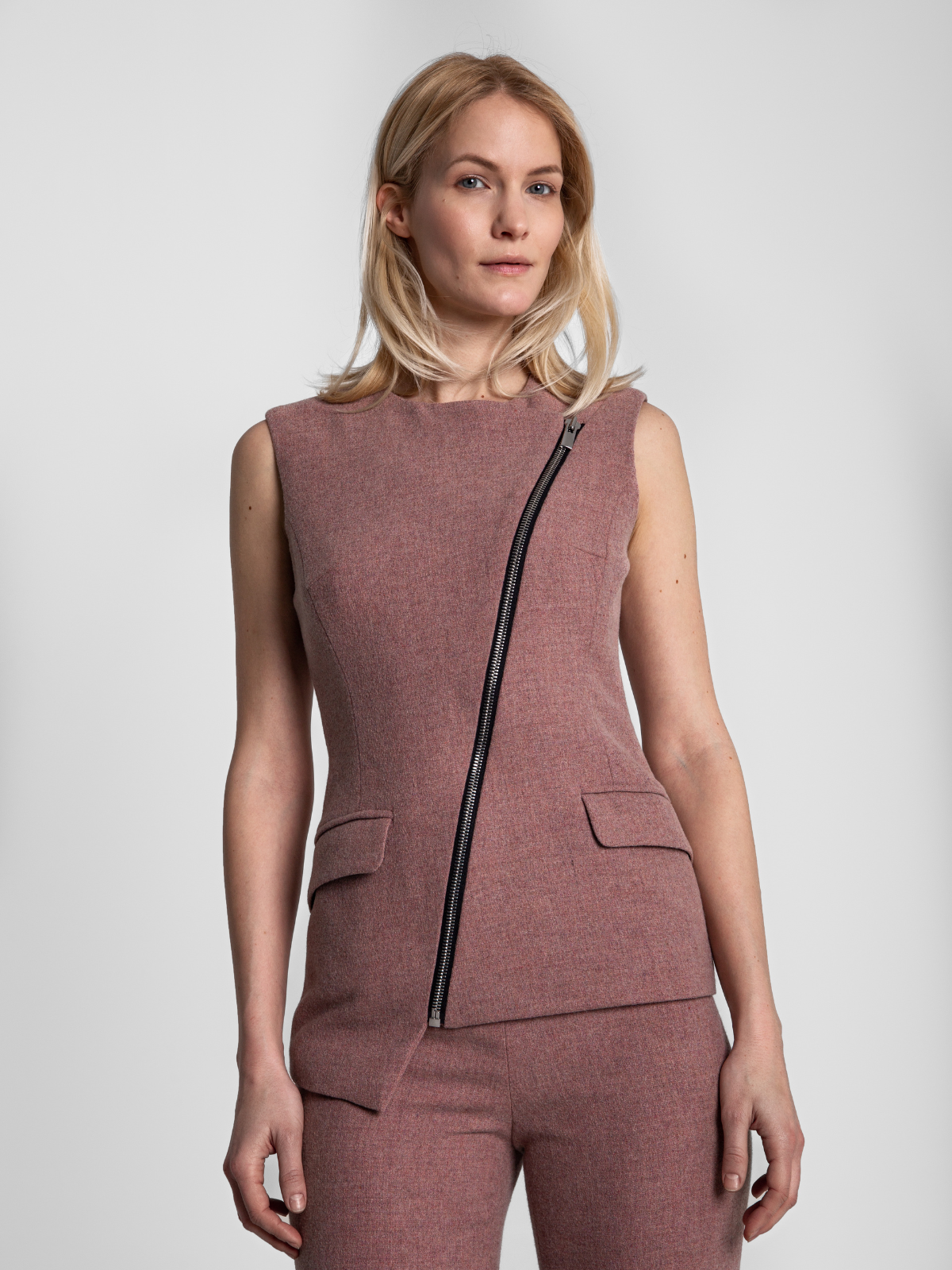 ASYMMETRICAL RECYCLED WOOL VEST
