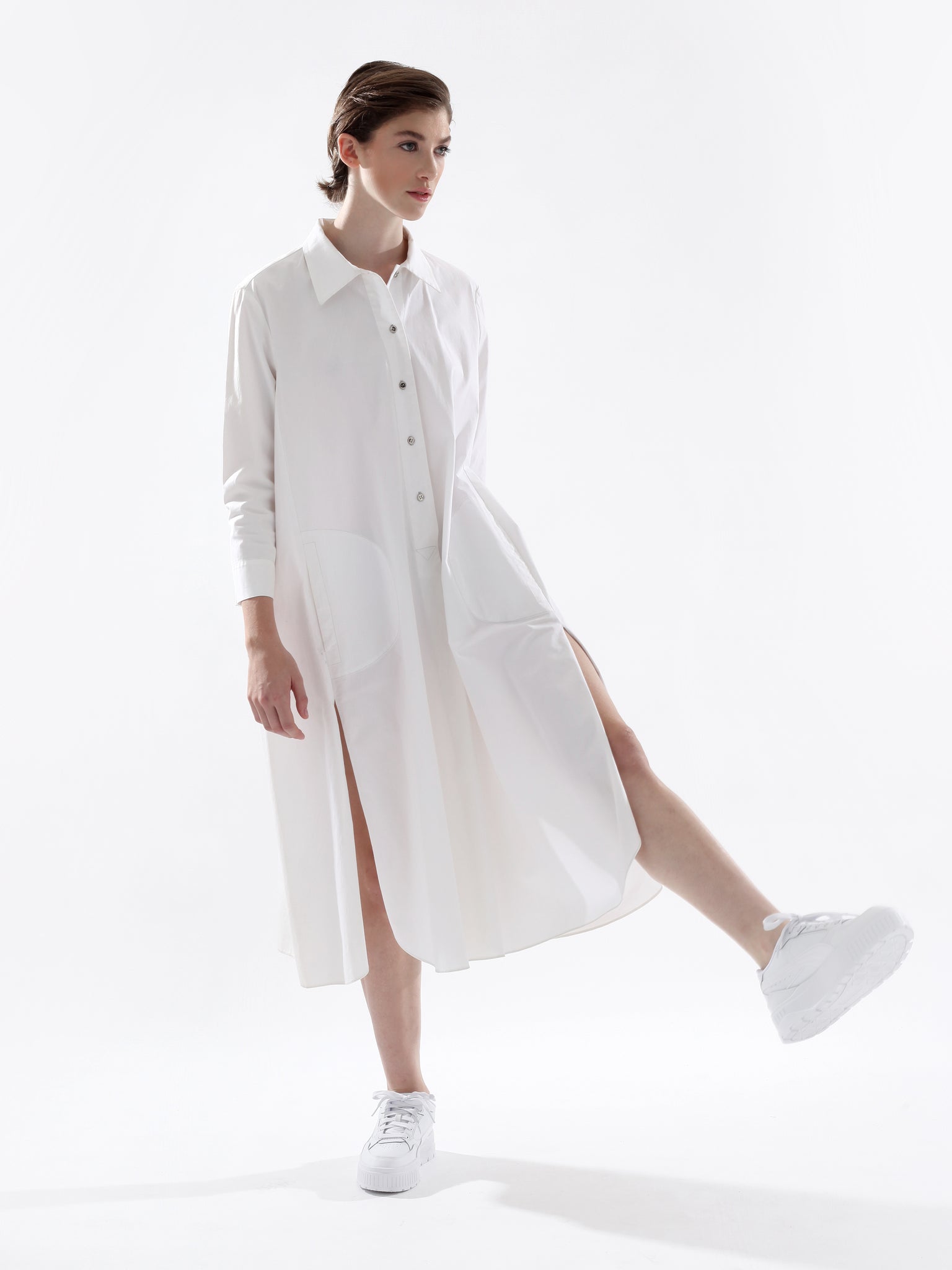 WHITE SILENCE SHIRT DRESS