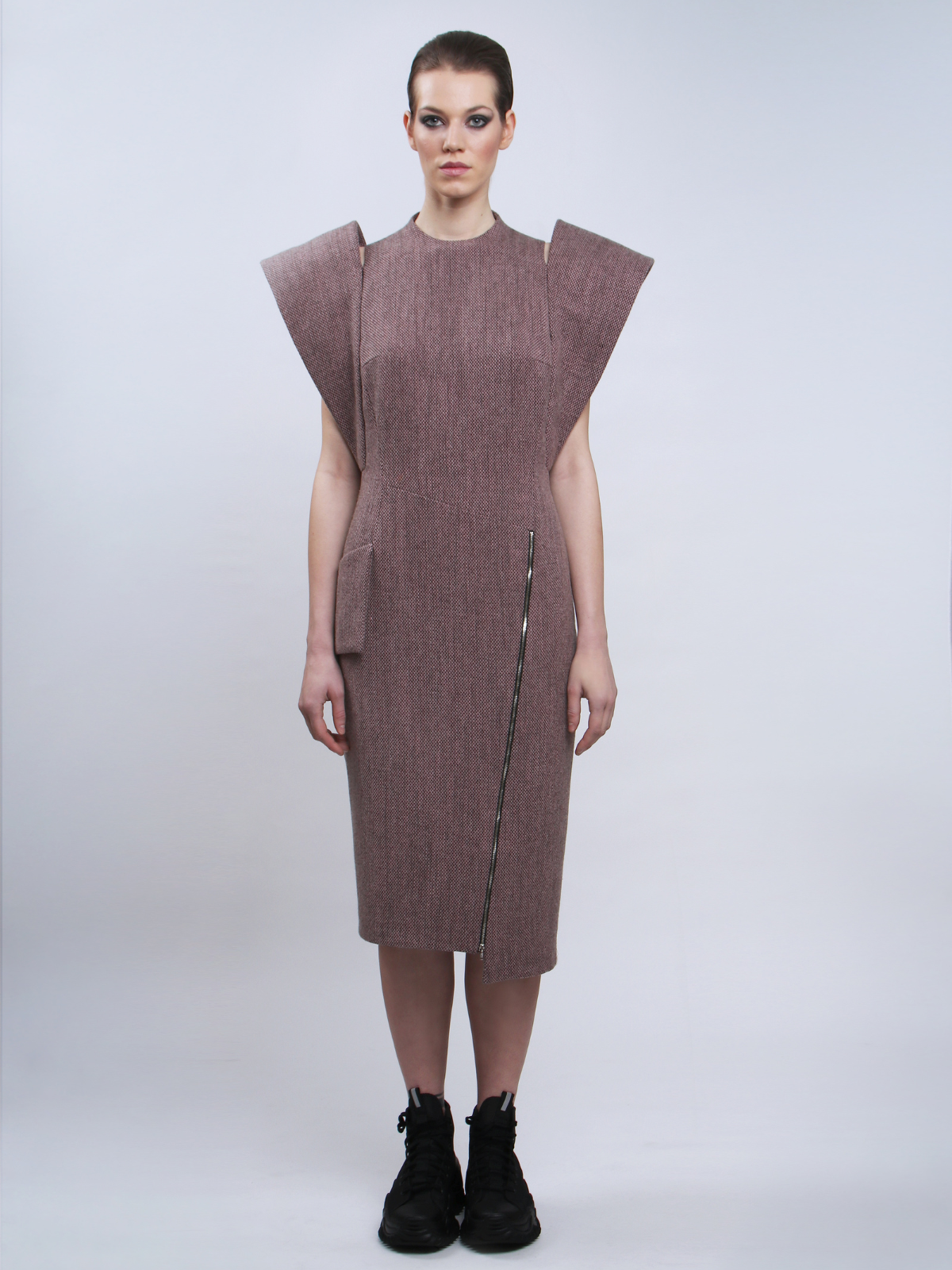 BICOLOUR RECYCLED WOOL DRESS