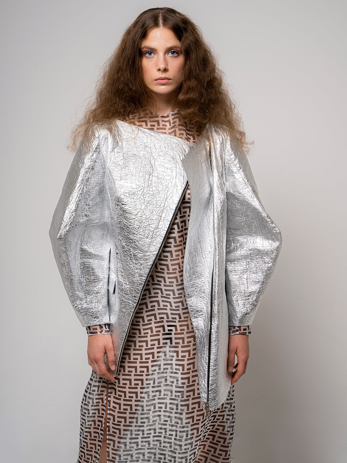 silver dress coat Silver Sequin Trench Coat